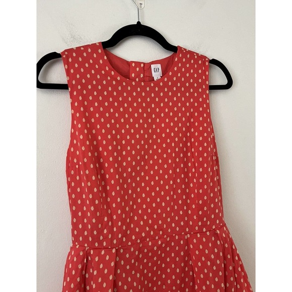 NWT Gap Pink 100% Cotton Fit & Flare Polka For Print Dress Women’s Size 0 - Picture 3 of 7